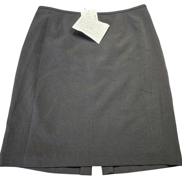Macy's Black Skirt Midi NEW $69 Stretch Aline Slit Classic Womens Size 8 Petite - Picture 1 of 11